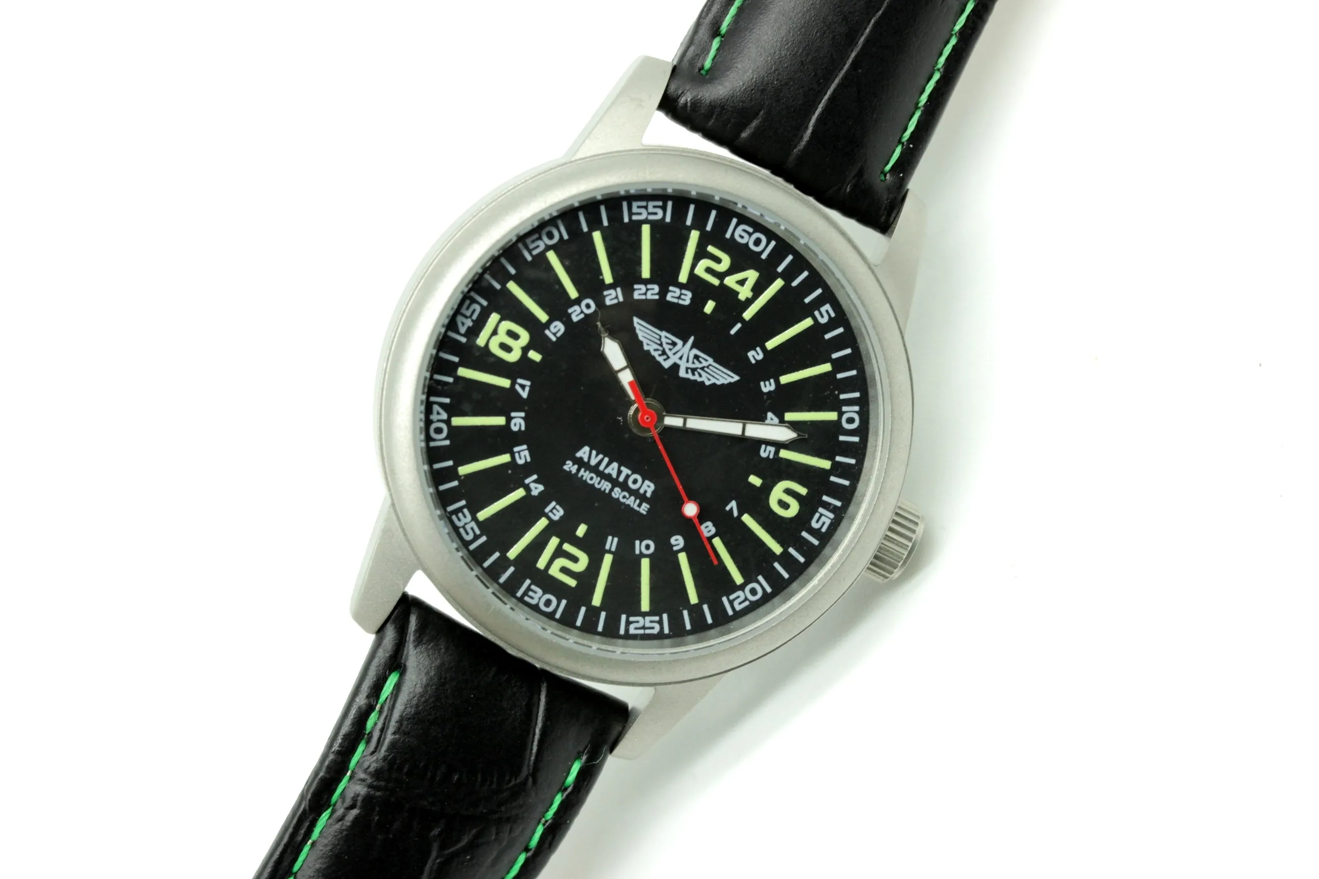 PILOT Aviator Soviet MILITARY stainless steel 24 hour watch POLJOT