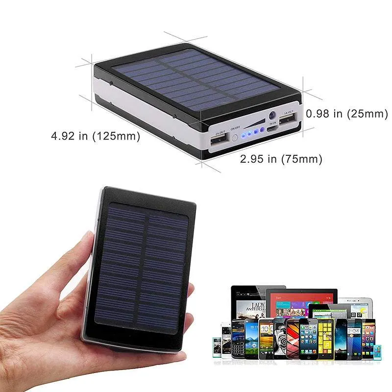 Portable High-Capacity 12,000mAH Solar Dual-USB Charger and 4-Mode 20x LED Light