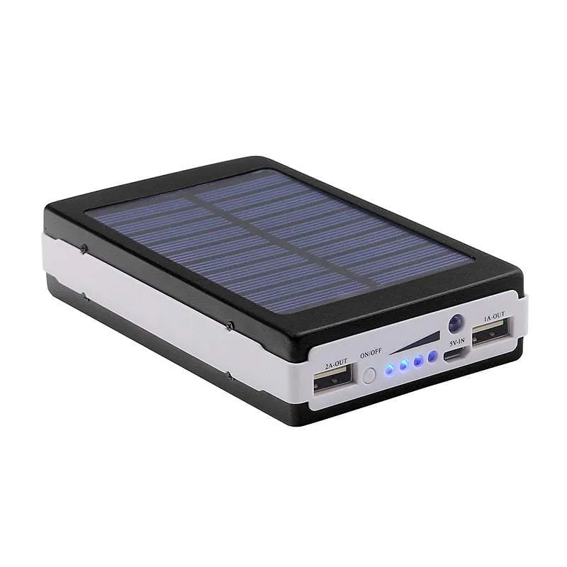 Portable High-Capacity 12,000mAH Solar Dual-USB Charger and 4-Mode 20x LED Light