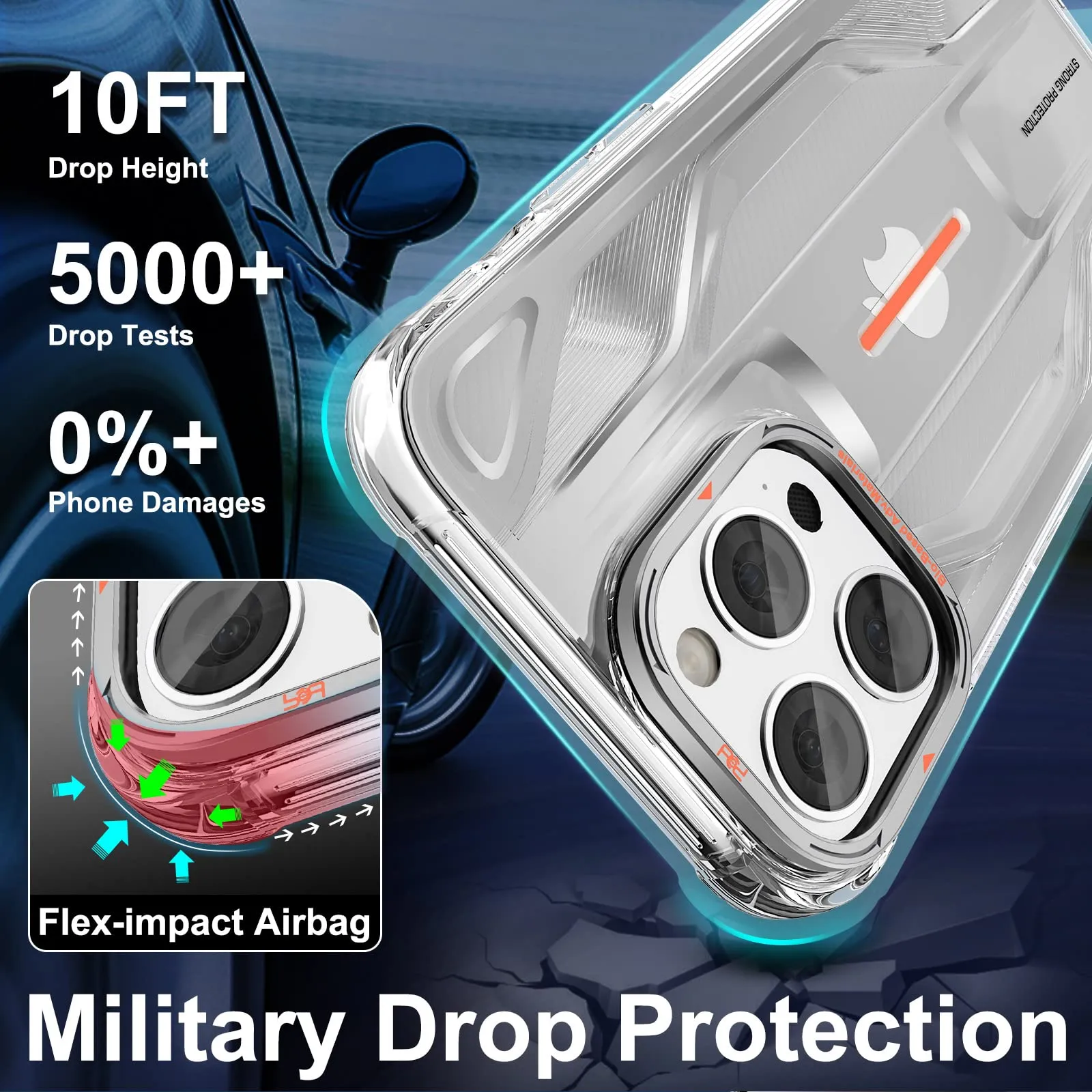 PQY Supercar Military Grade Shockproof Luminous Case Cover