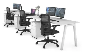 Quadro 3 Person Run Office Workstation [1600L x 700W]