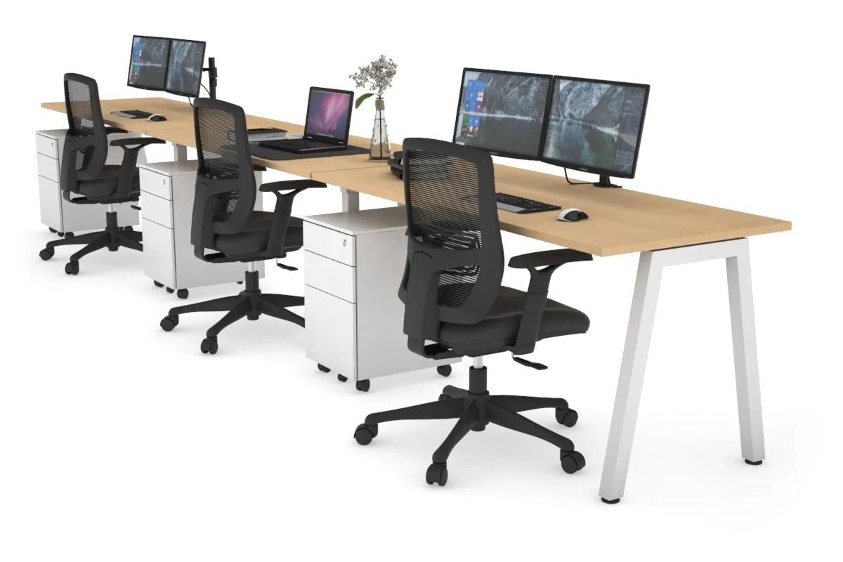 Quadro 3 Person Run Office Workstation [1600L x 700W]