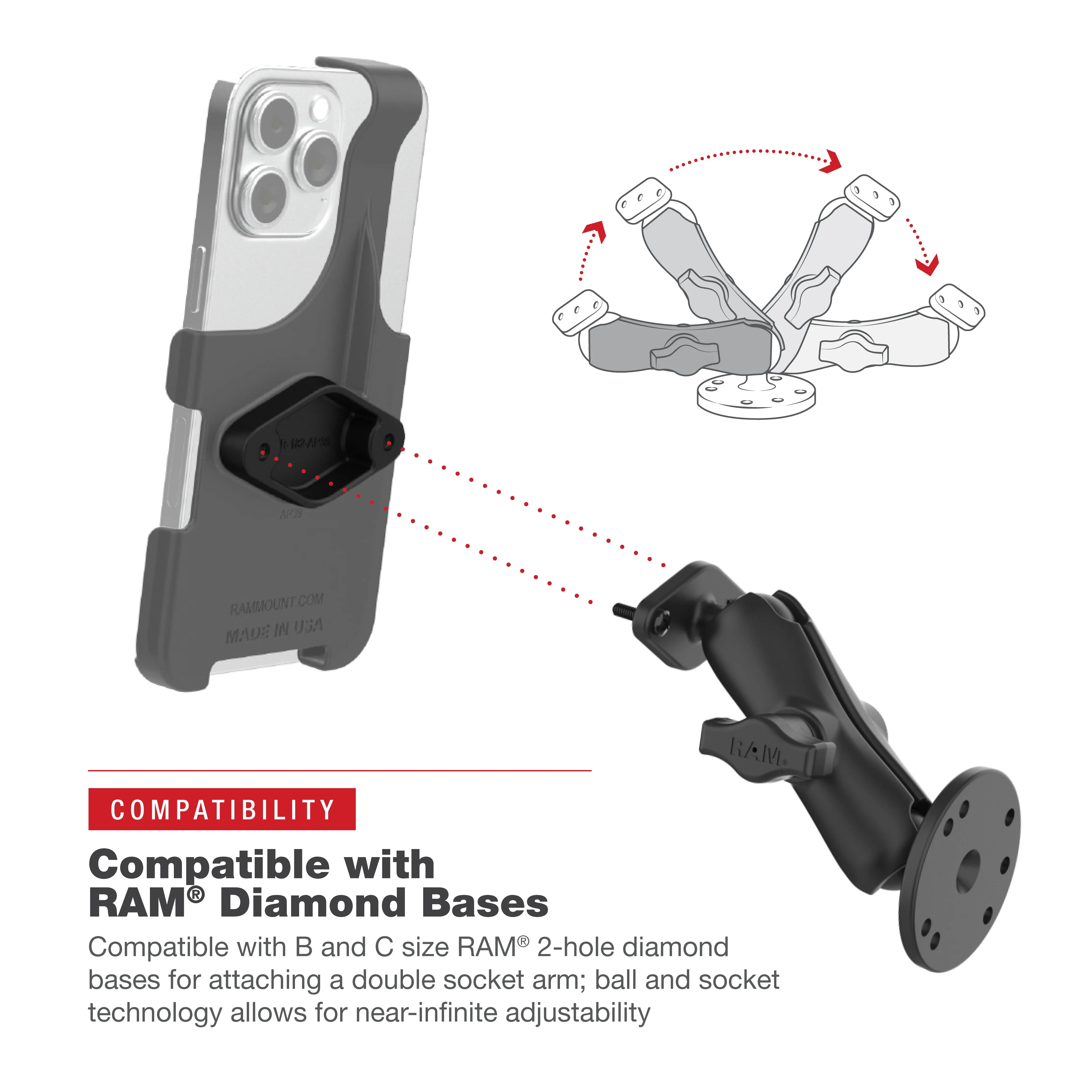 RAM® Form-Fit Holder for Apple iPhone 13, 13 Pro, 14, 14 Pro & 15