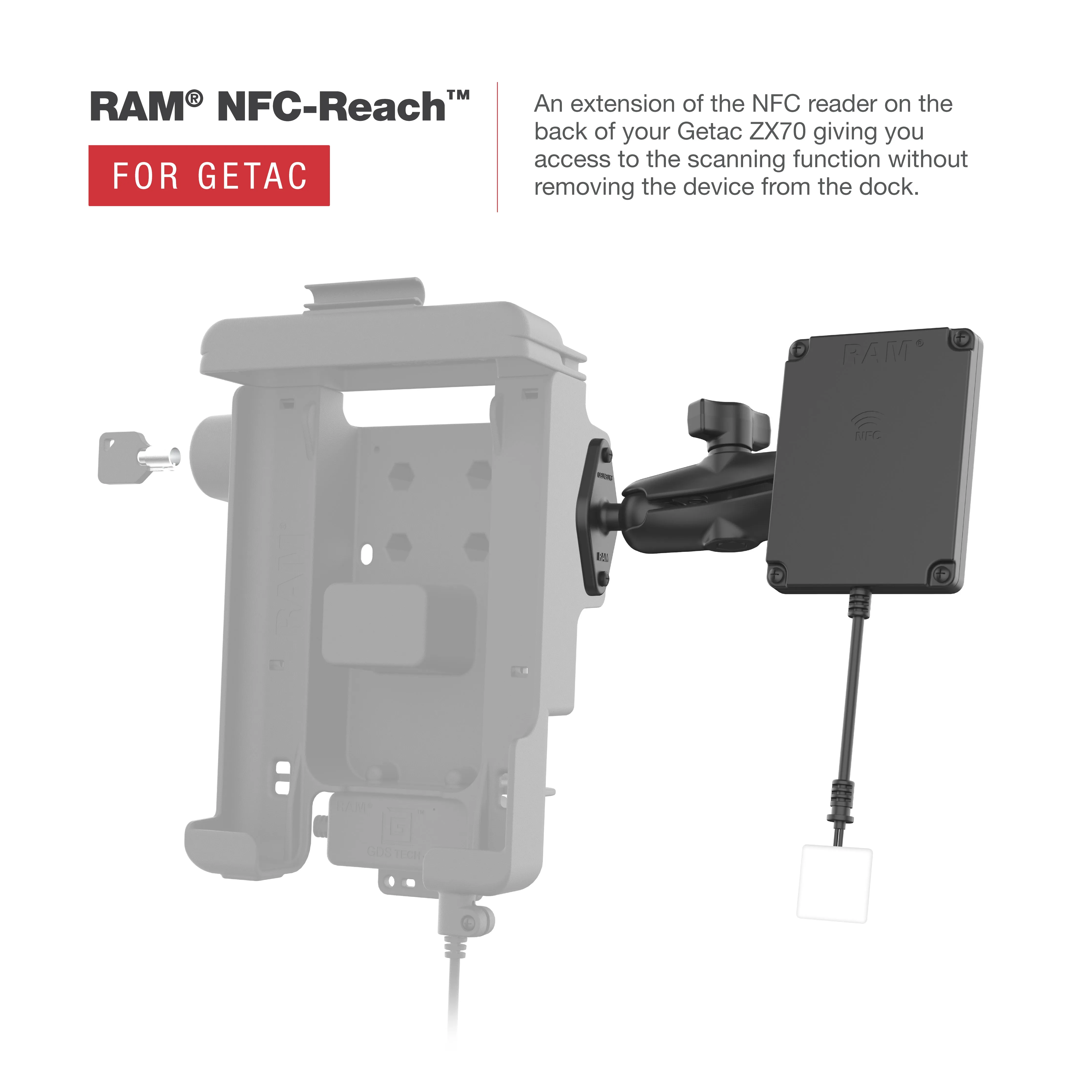 RAM® Form-Fit Locking Holder for Getac ZX70 - NFC Extender Compatible