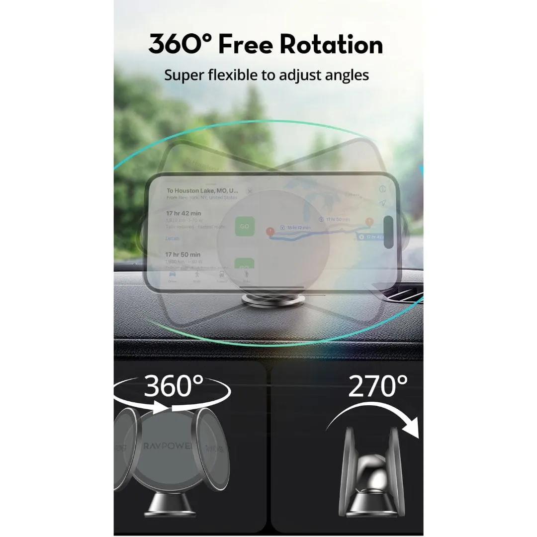 RAVPower 360° Rotation Magnetic Car Phone Mount for Dashboard - SH1002