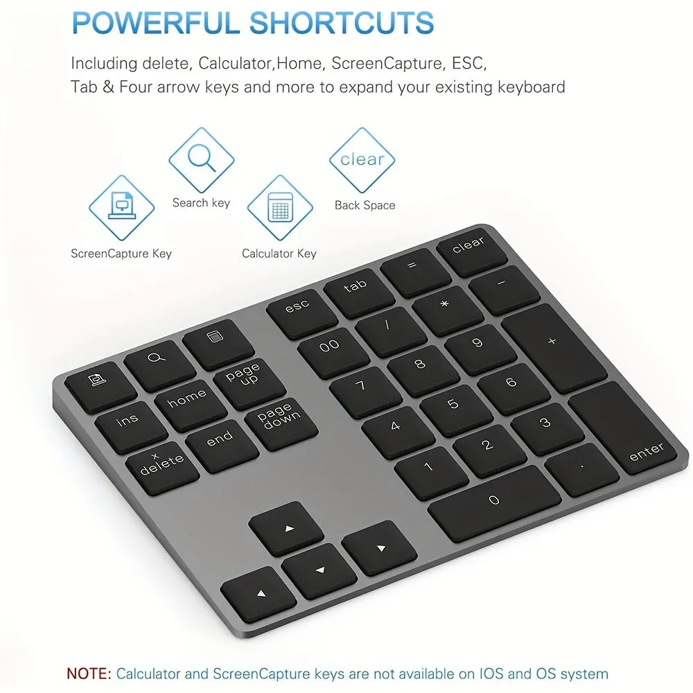 Rechargeable BT Numeric Keyboard Portable Wireless Office Computer Keyboard