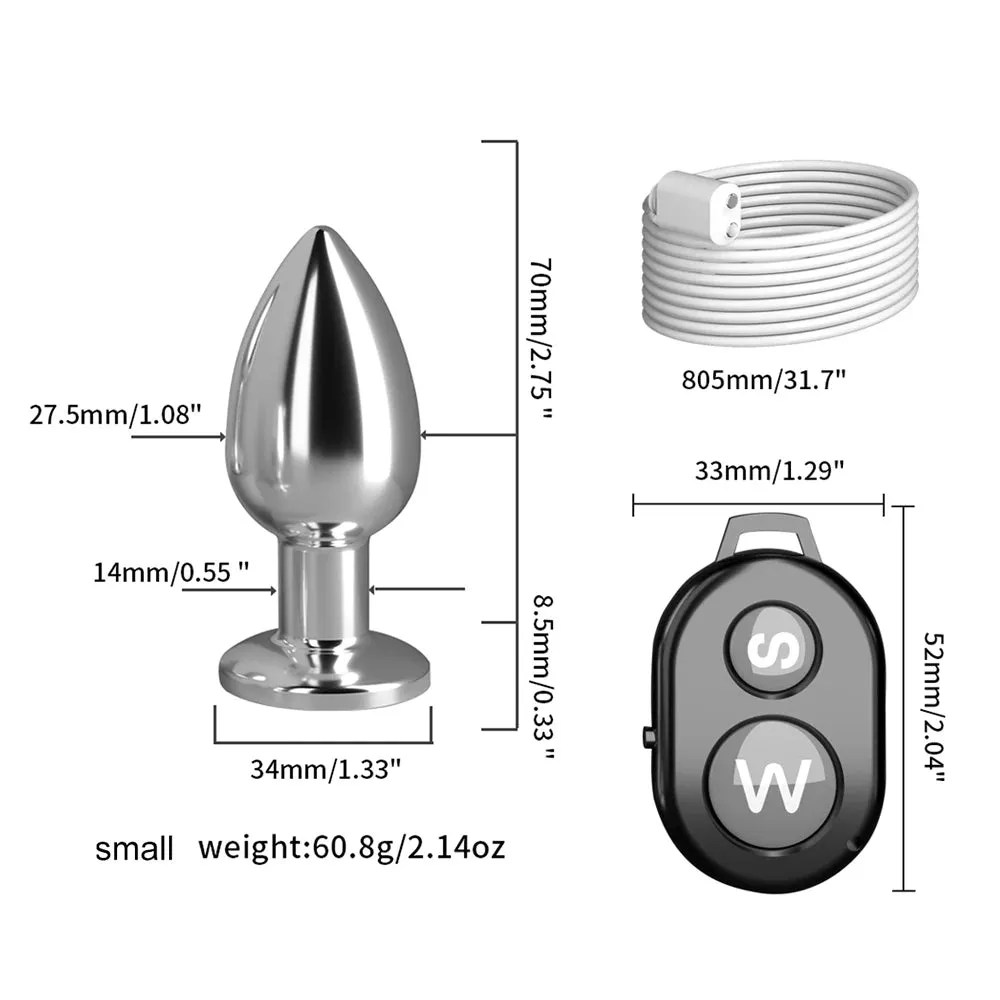 Remote Control Metal Butt Plug - Bullet Shape Vibrating Anal Plug Prostate Massager