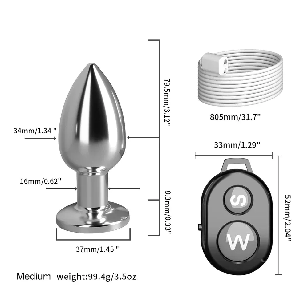 Remote Control Metal Butt Plug - Bullet Shape Vibrating Anal Plug Prostate Massager