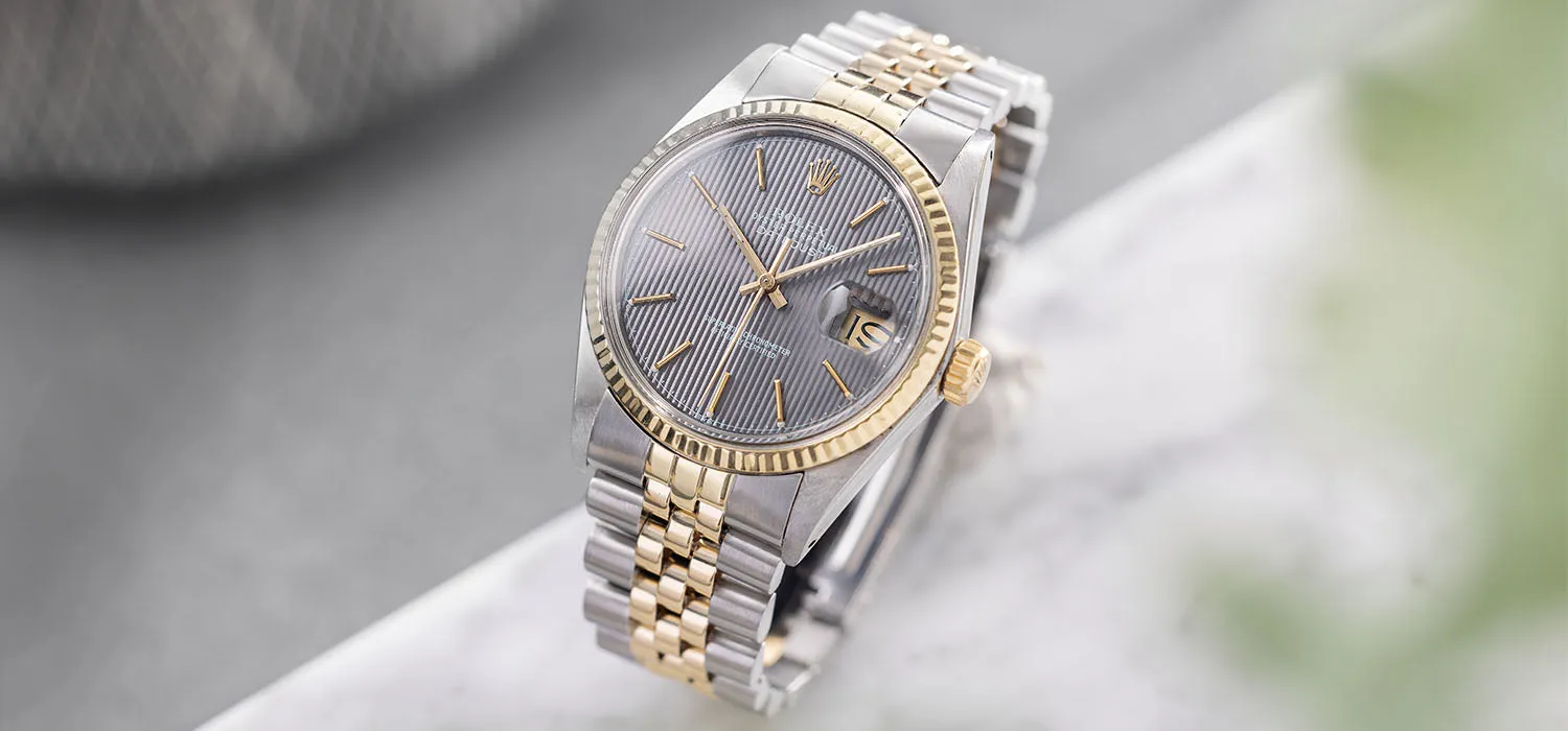 Rolex Datejust 16013 Steel and Yellow Gold Grey Tapestry Dial