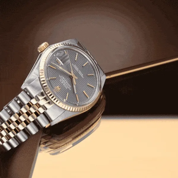 Rolex Datejust 16013 Steel and Yellow Gold Grey Tapestry Dial