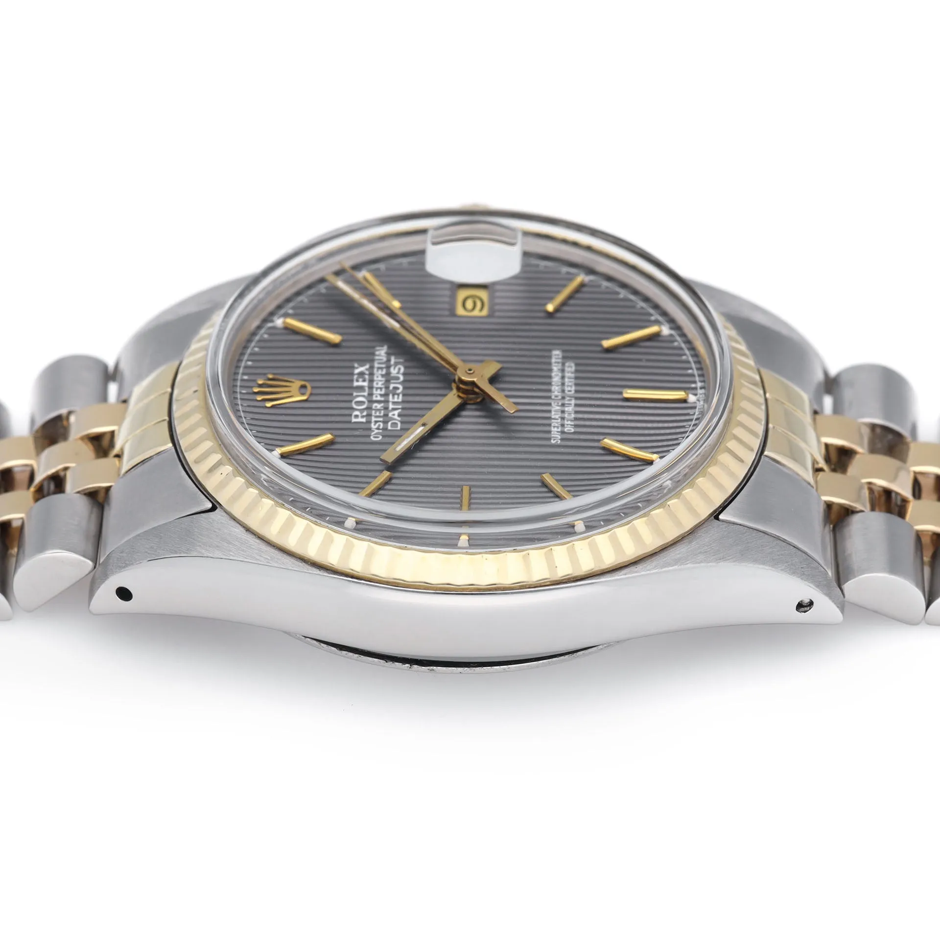 Rolex Datejust 16013 Steel and Yellow Gold Grey Tapestry Dial