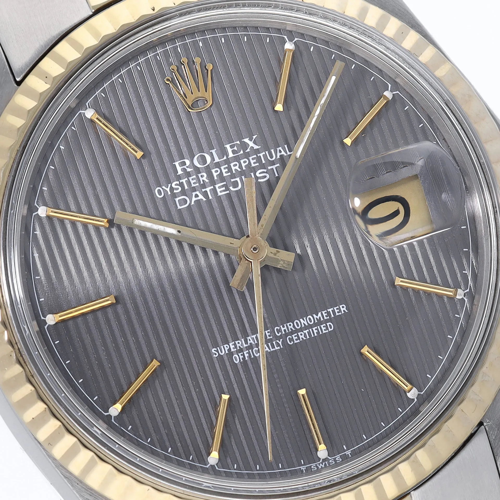 Rolex Datejust 16013 Steel and Yellow Gold Grey Tapestry Dial