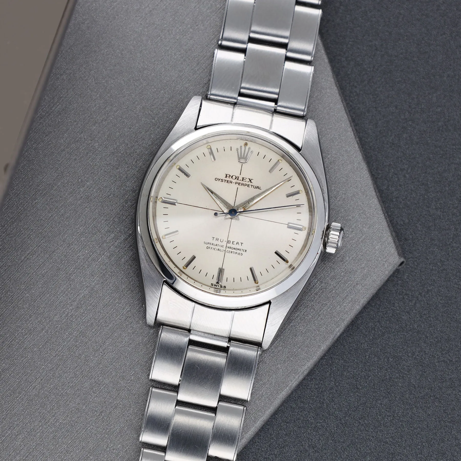 Rolex Oyster Tru-Beat 6556 Silver Crosshair Dial