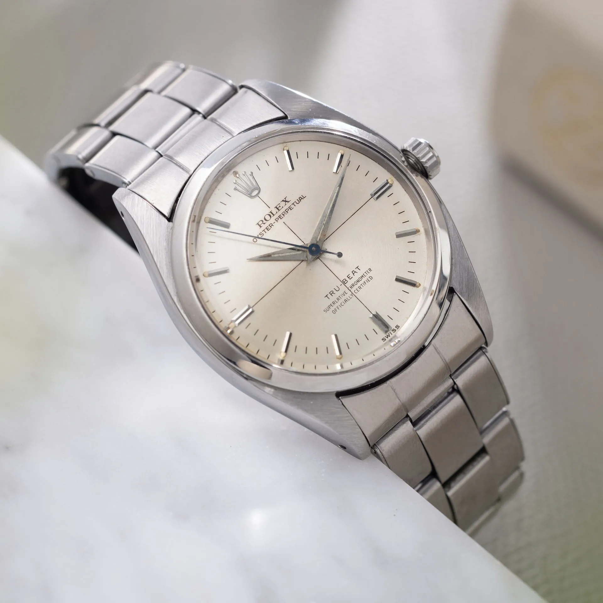 Rolex Oyster Tru-Beat 6556 Silver Crosshair Dial