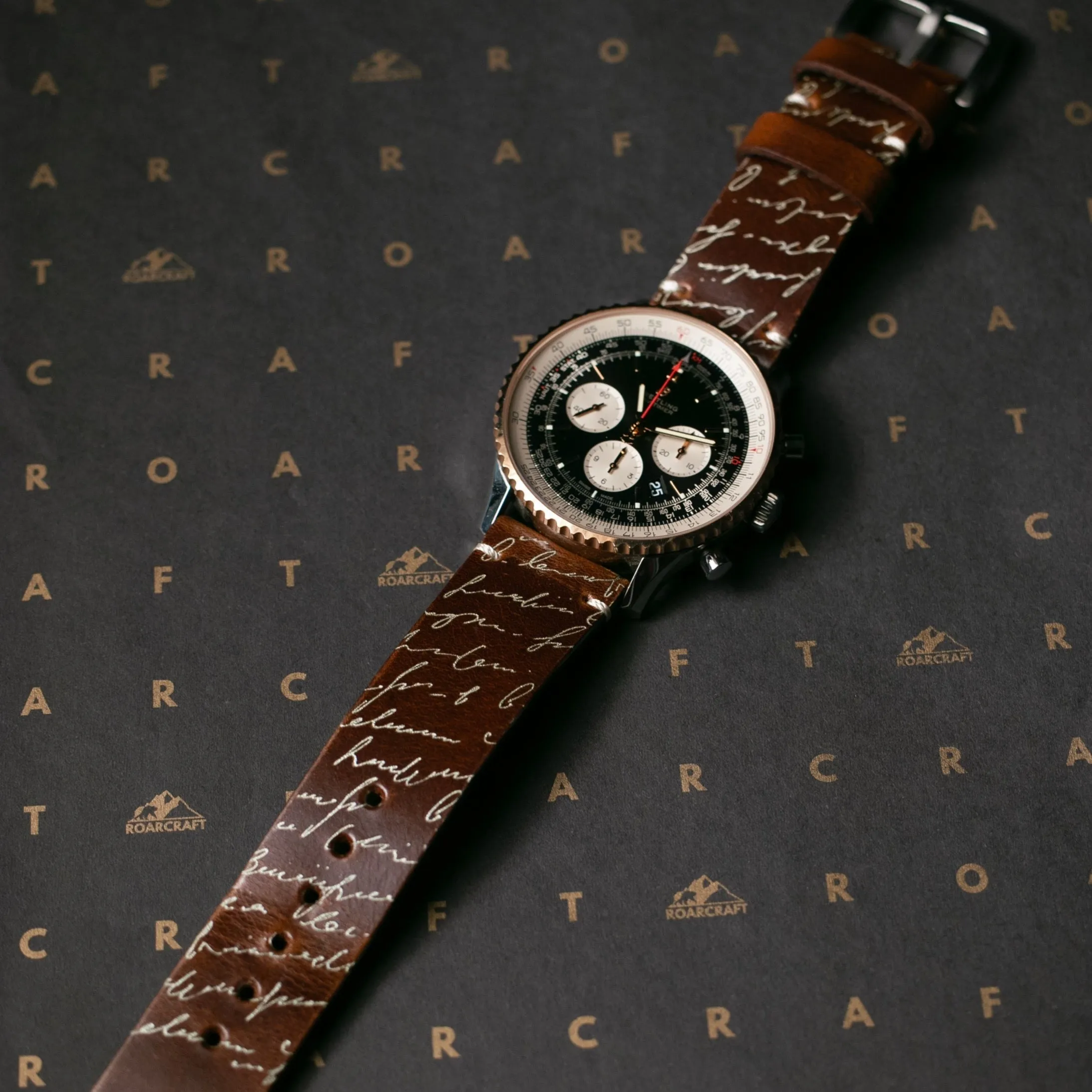 Scritto White - Leather Watch Strap - Antique Brown