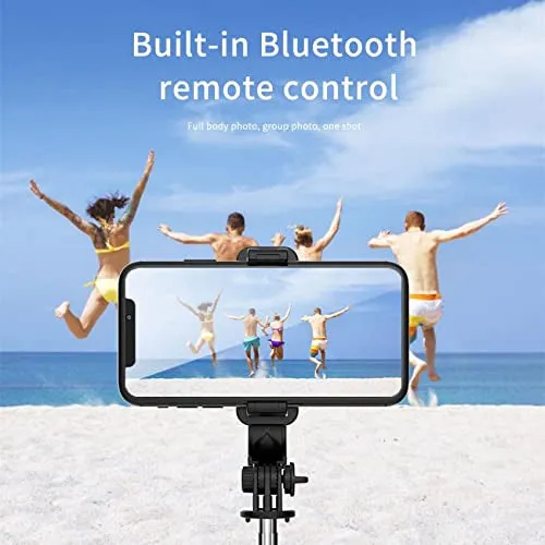 Selfie Stick with selfie Light 3-in-1 Multifunctional R1s Tripod Stand with Bluetooth Remote and Selfie Light Compatible with all Smart Phones (Black)