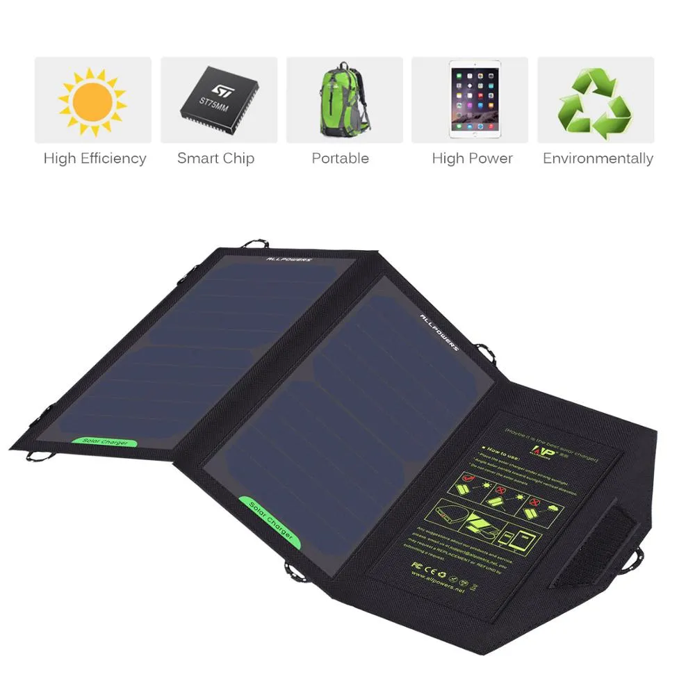 Solar Panel 10W 5V Solar Charger Portable Solar Battery Chargers Charging for Phone for Hiking  Camping Outdoors