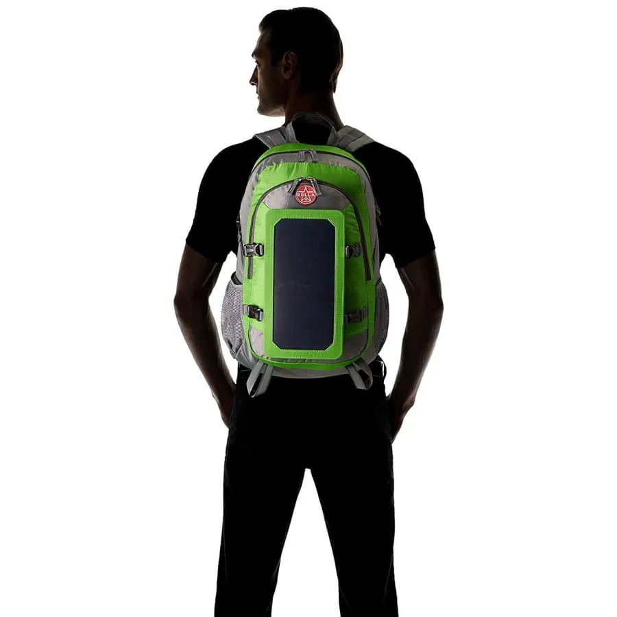 Solar system Backpack 45L with Power Bank Charger 6.5W color Neon Green