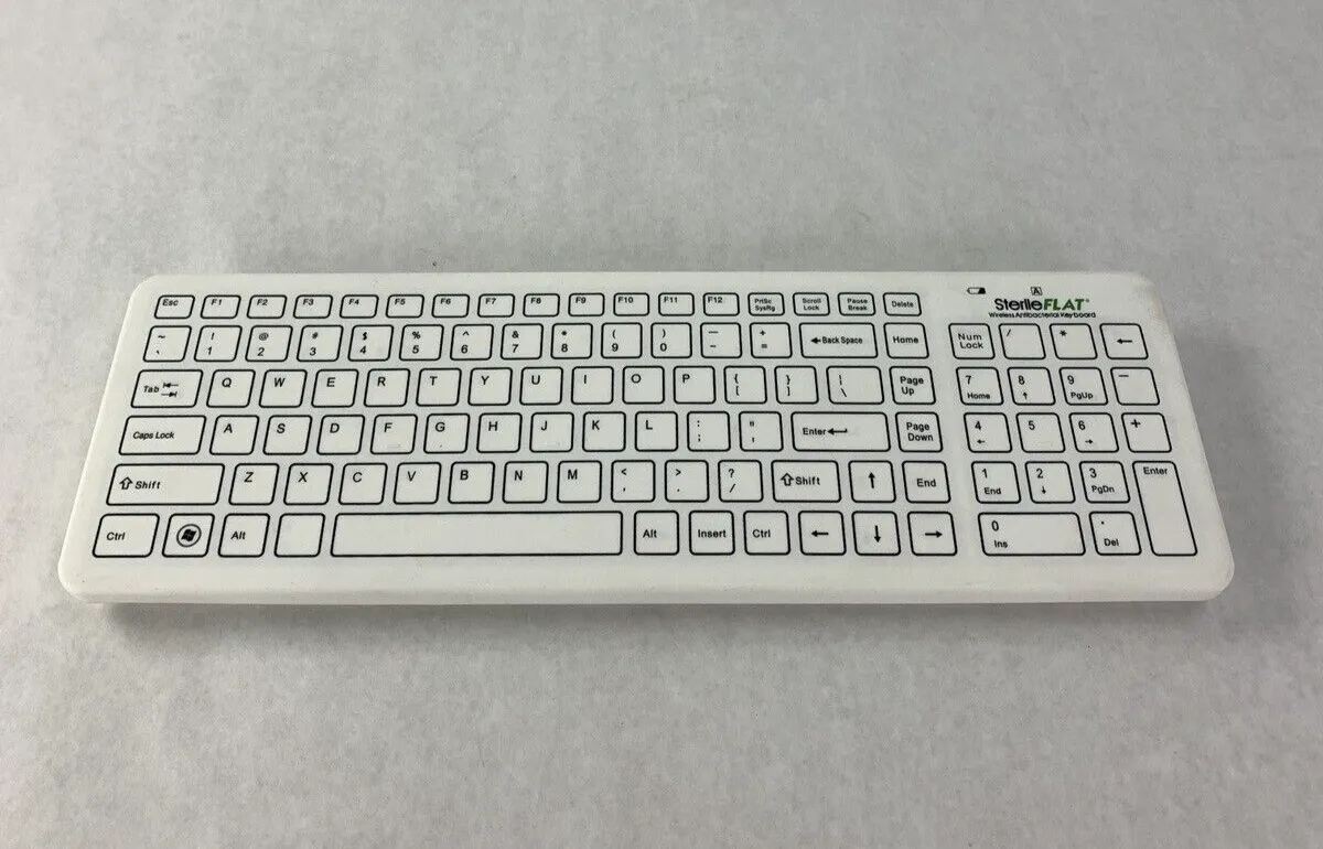 SterileFlat Wireless Antibacterial Medical Keyboard SF09-02W-V4 Missing Dongle