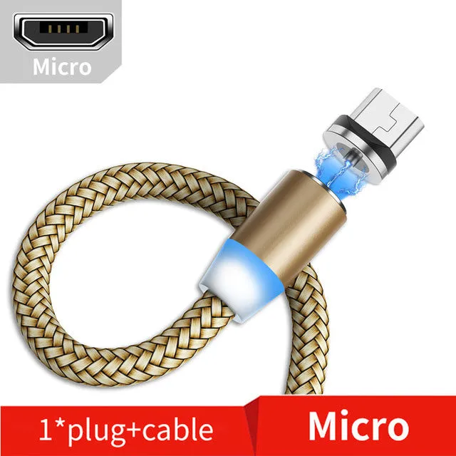 Suhach 1m 2m Magnetic Cable LED Micro usb Type C Magnetic usb Charging Cable For iPhone X 7 8 XS Max XR Huawei Samsung xiaomi LG