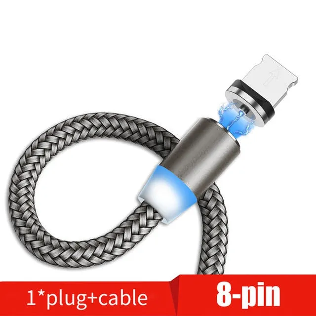 Suhach 1m 2m Magnetic Cable LED Micro usb Type C Magnetic usb Charging Cable For iPhone X 7 8 XS Max XR Huawei Samsung xiaomi LG