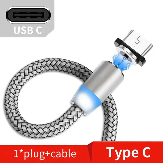 Suhach 1m 2m Magnetic Cable LED Micro usb Type C Magnetic usb Charging Cable For iPhone X 7 8 XS Max XR Huawei Samsung xiaomi LG