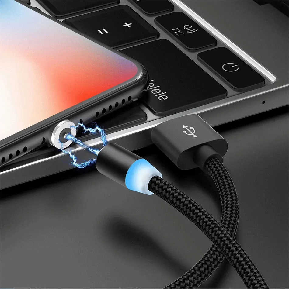 Suhach 1m 2m Magnetic Cable LED Micro usb Type C Magnetic usb Charging Cable For iPhone X 7 8 XS Max XR Huawei Samsung xiaomi LG