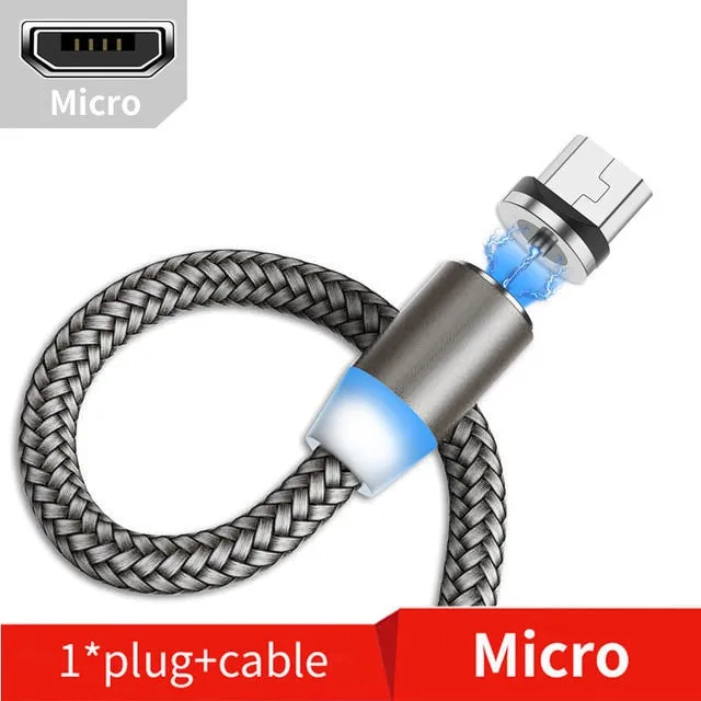 Suhach 1m 2m Magnetic Cable LED Micro usb Type C Magnetic usb Charging Cable For iPhone X 7 8 XS Max XR Huawei Samsung xiaomi LG