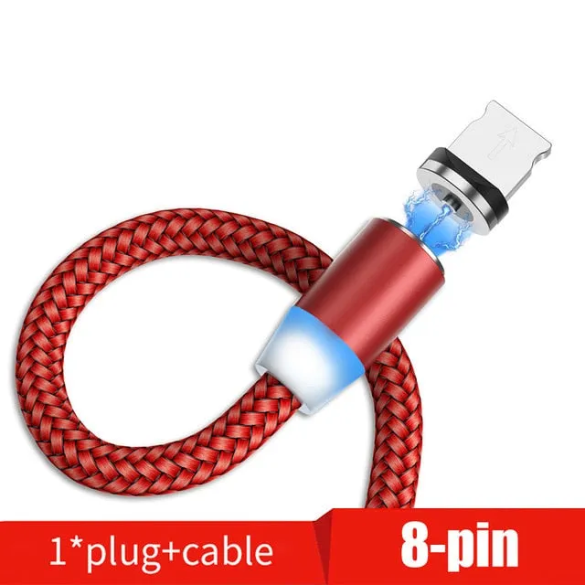 Suhach 1m 2m Magnetic Cable LED Micro usb Type C Magnetic usb Charging Cable For iPhone X 7 8 XS Max XR Huawei Samsung xiaomi LG