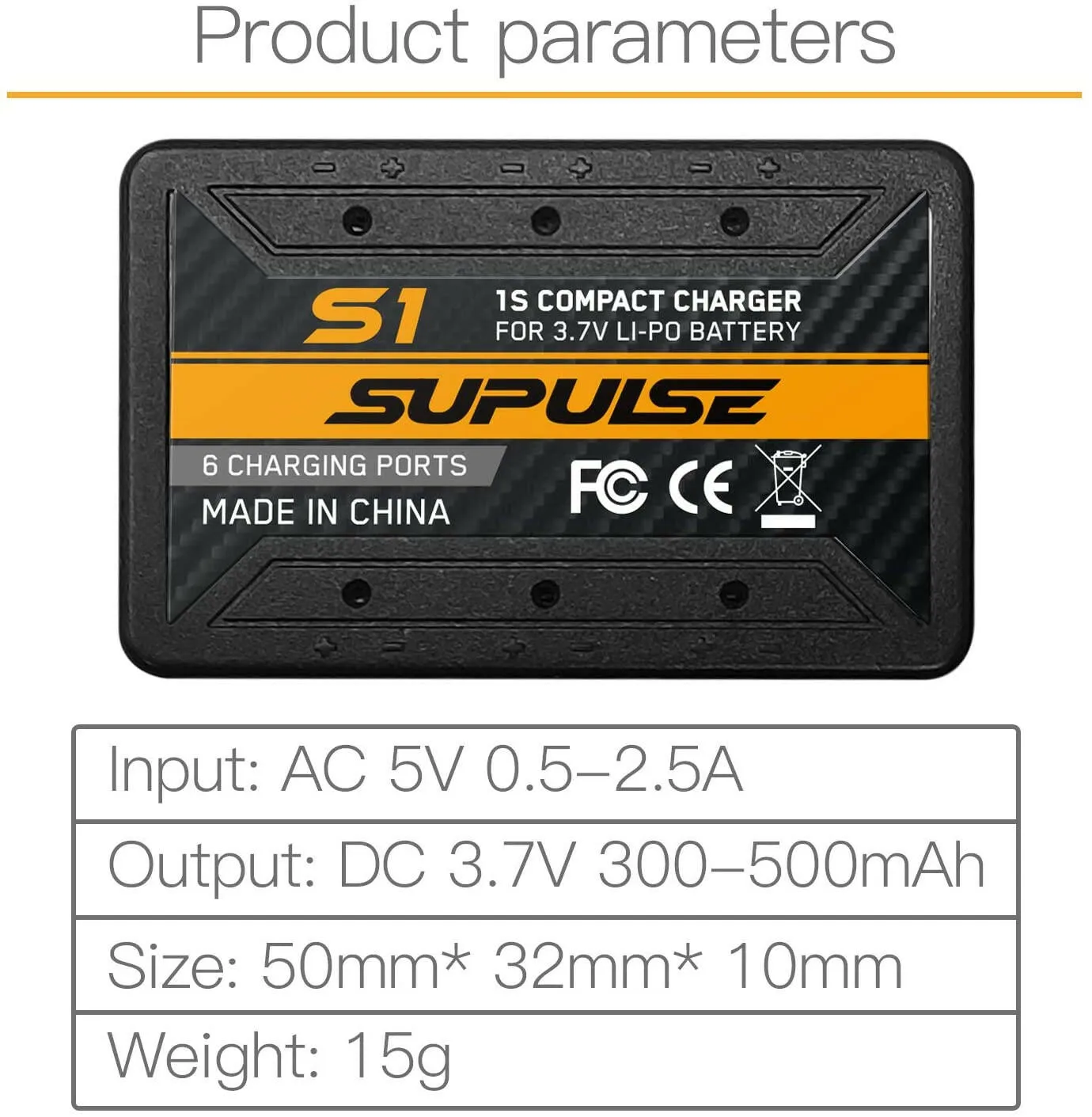 SUPULSE 6-in-1 Lipo Battery Charger 3.7V 1S 1 Cell Micro 6 Ports Compact Charger (S1)