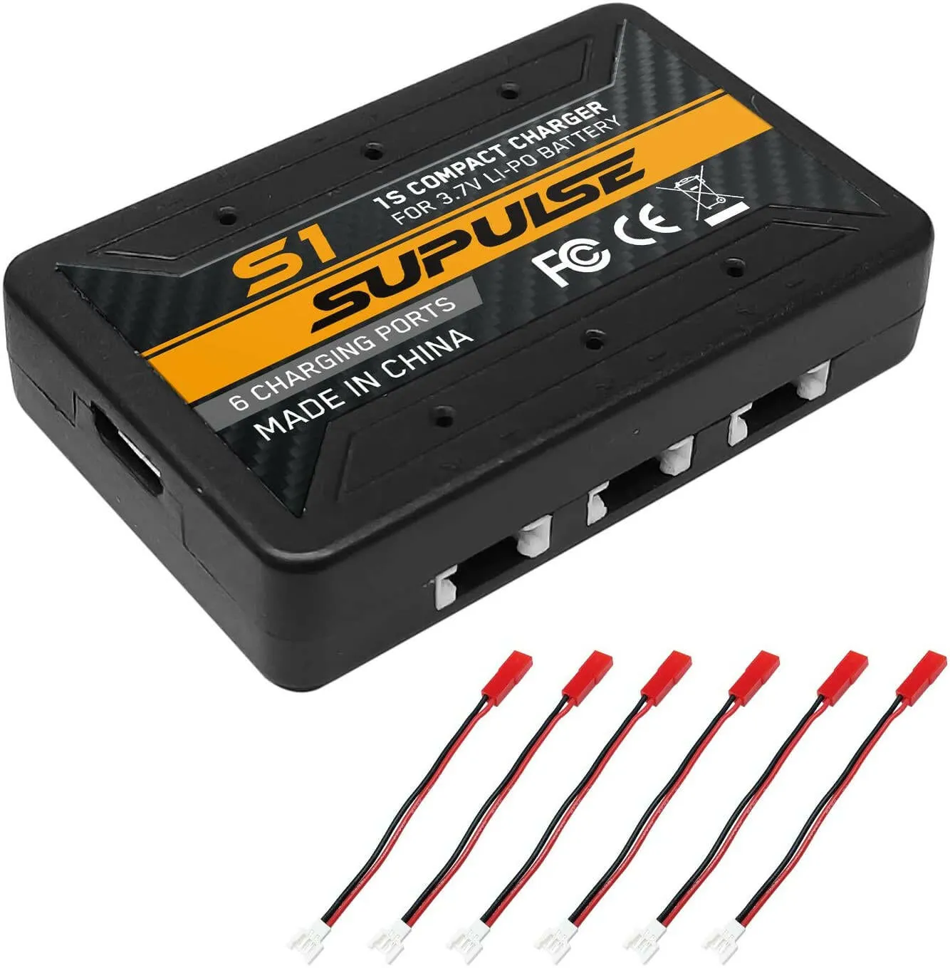 SUPULSE 6-in-1 Lipo Battery Charger 3.7V 1S 1 Cell Micro 6 Ports Compact Charger (S1)