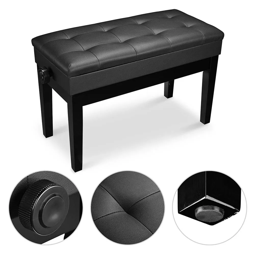 TheLAShop Piano Bench with Storage Adjustable Duet Seat