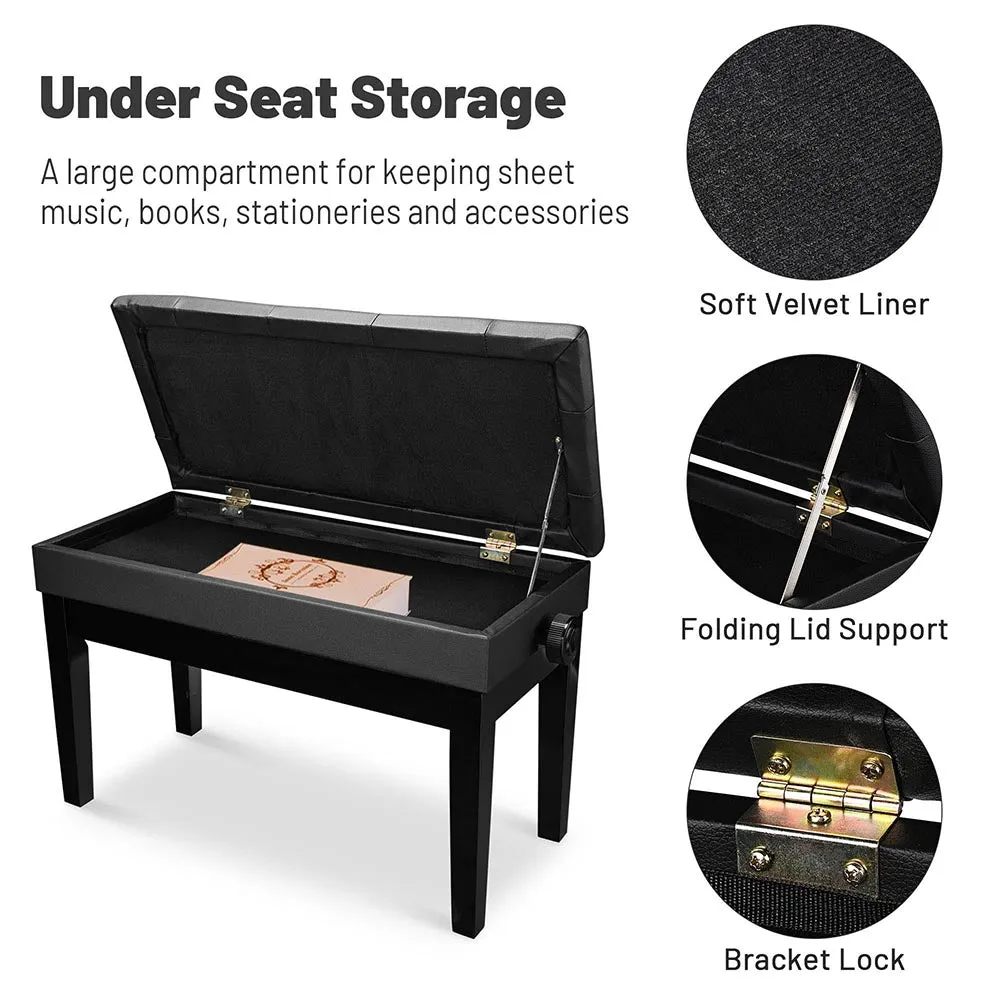 TheLAShop Piano Bench with Storage Adjustable Duet Seat