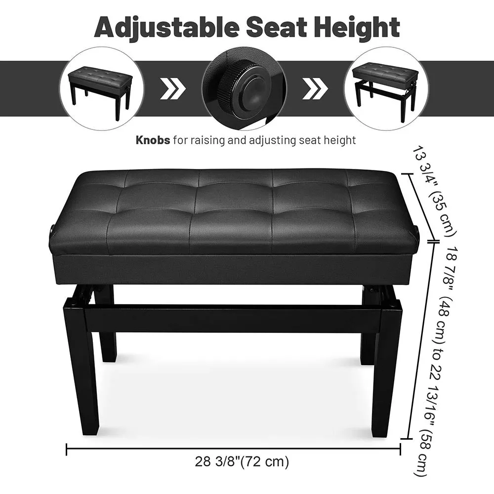 TheLAShop Piano Bench with Storage Adjustable Duet Seat