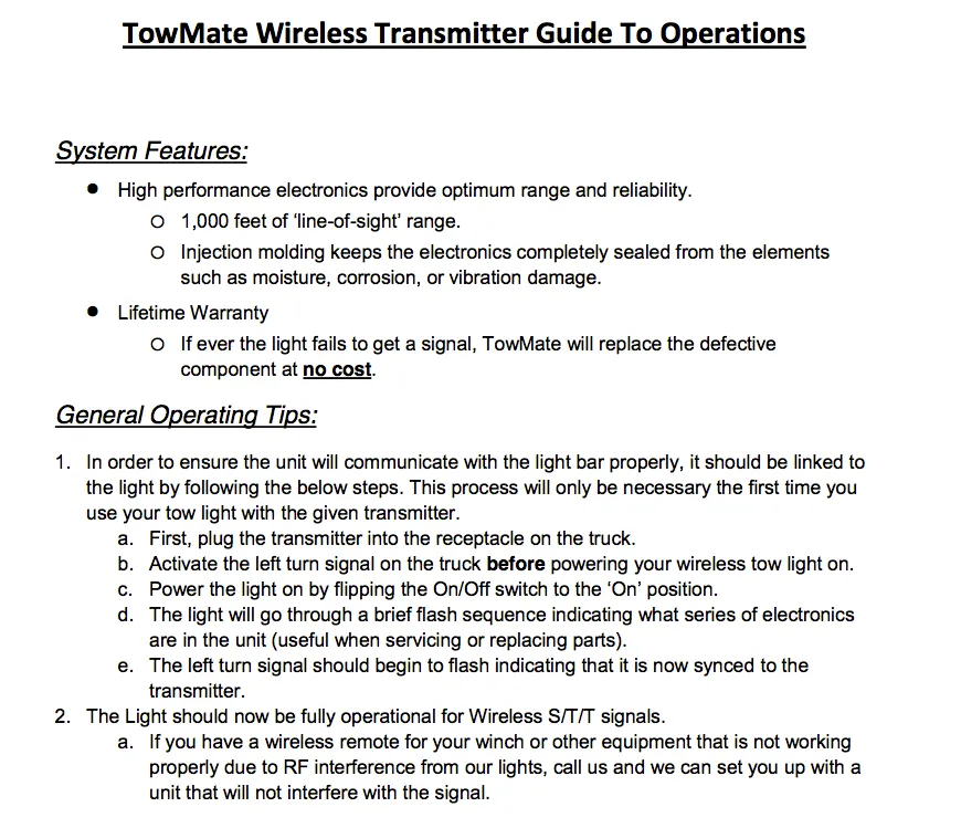 TM5004 4-PIN Round Transmitter for TowMate Wireless Lights