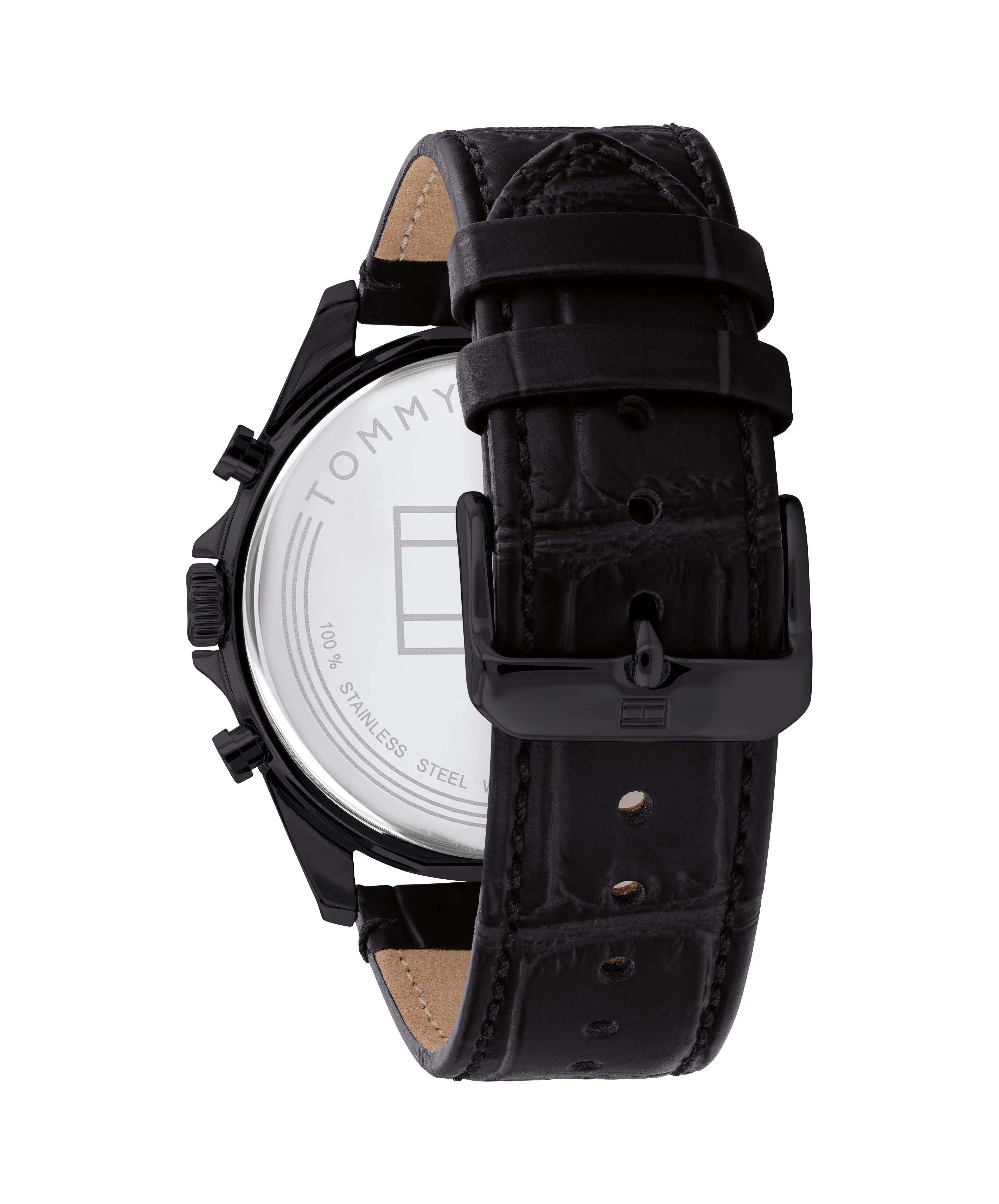 Tommy Hilfiger Multi-function Black Leather Men's Watch