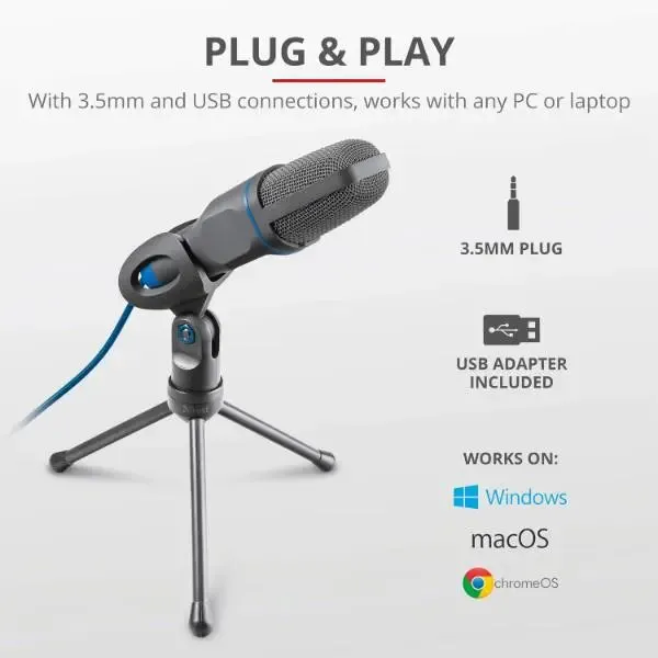 Trust Mico All-Round USB Plug And Play Condenser Microphone With Tripod