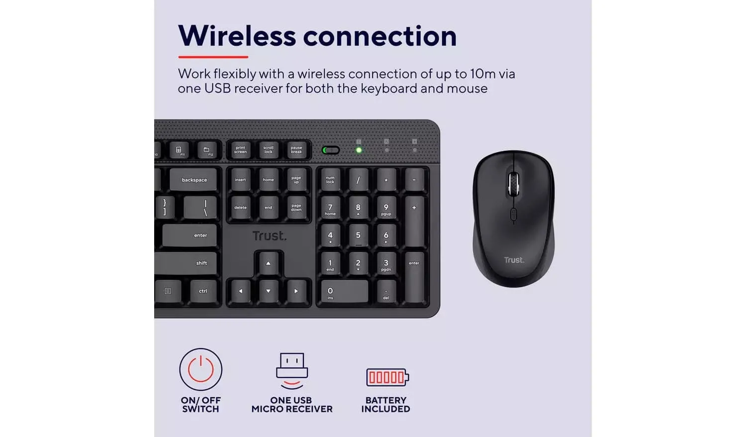 Trust ODY II Wireless Keyboard and Mouse Deskset