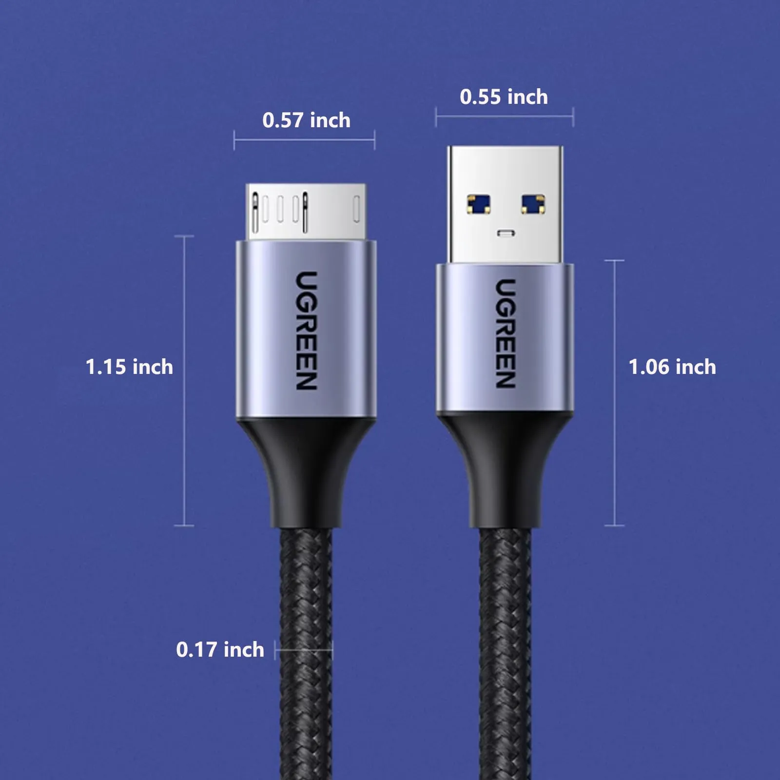 UGREEN Micro USB 3.0 Cable, USB 3.0 A to Micro B External Hard Drive Cord