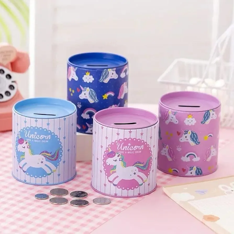 Unicorn Piggy Bank Metal Money Coin Box - 68V