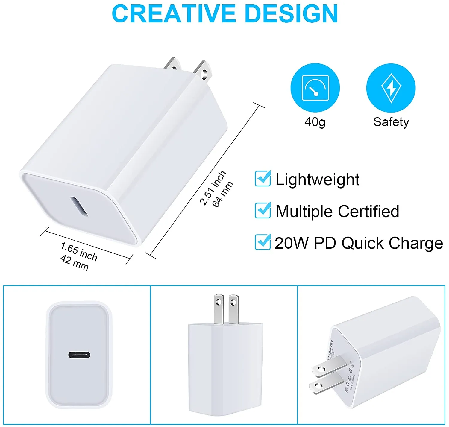 USB C Fast Charger for Google Pixel Pad Pro Samsung Galaxy 6FT Type C to C Cable