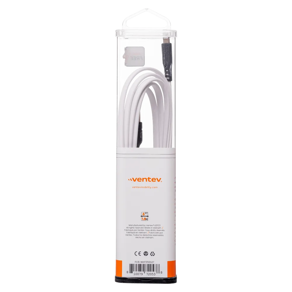 Ventev Chargesync Flat USB A to Apple Lightning Cable 6ft by Ventev