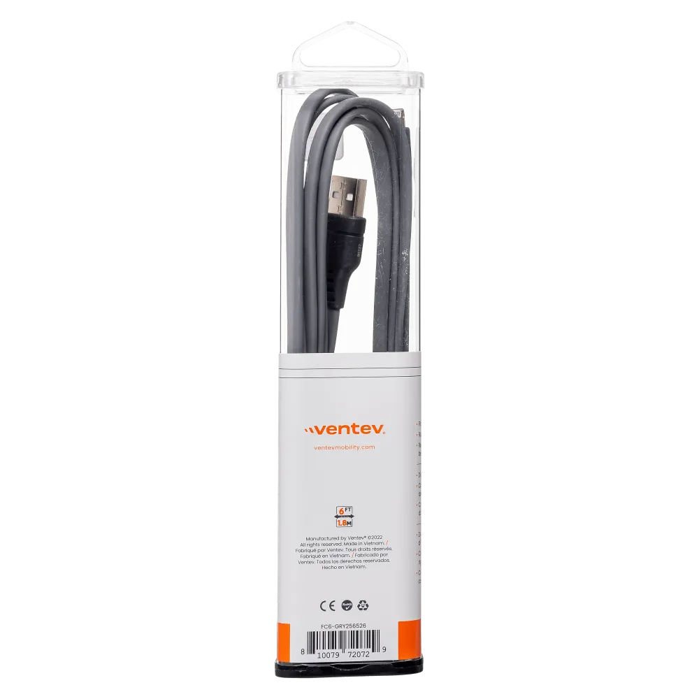 Ventev Chargesync Flat USB A to Apple Lightning Cable 6ft by Ventev