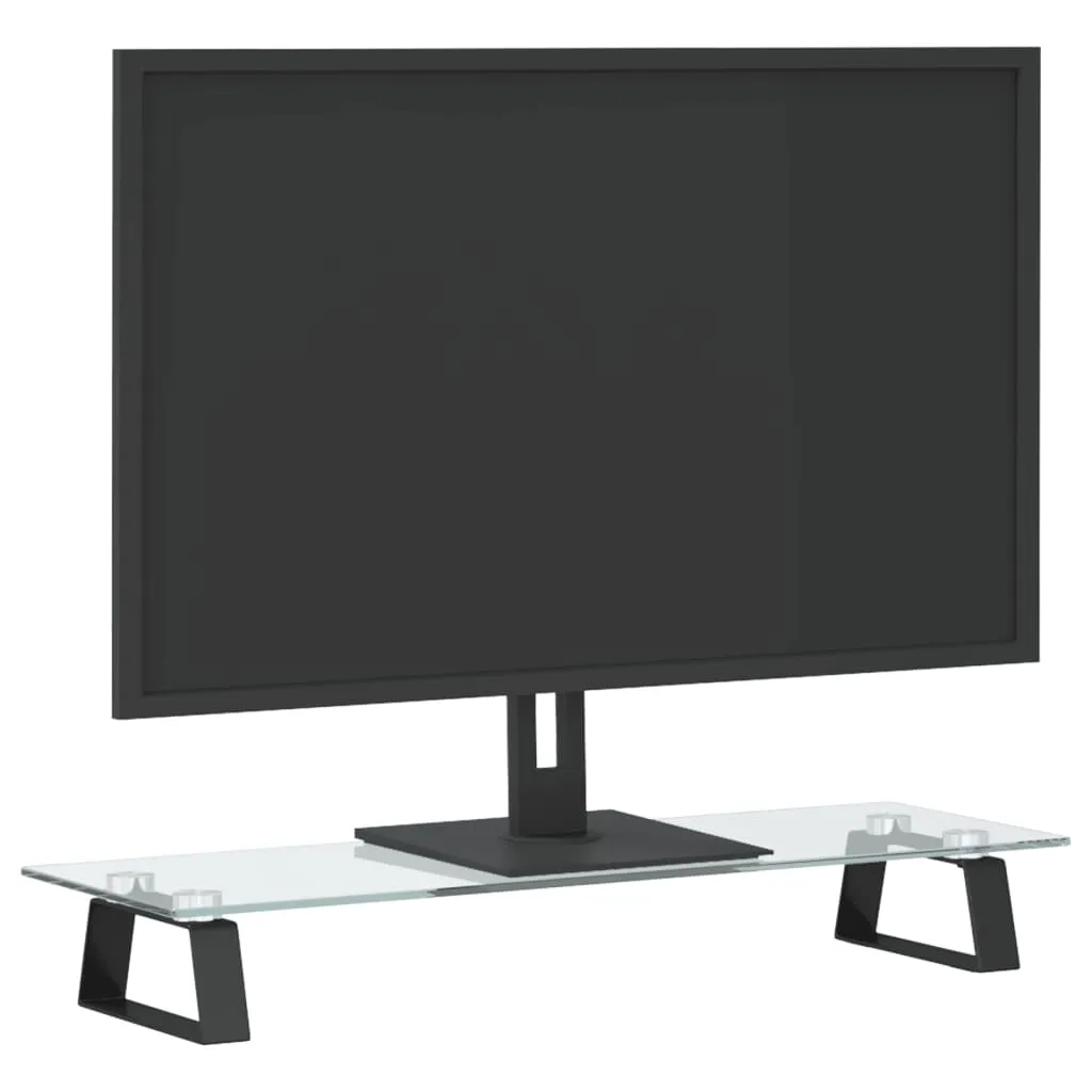 vidaXL Monitor Stand Black 60x20x8 cm Tempered Glass and Metal