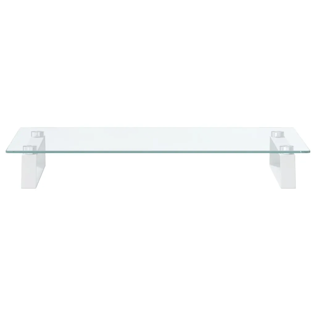 vidaXL Monitor Stand White 60x35x8 cm Tempered Glass and Metal