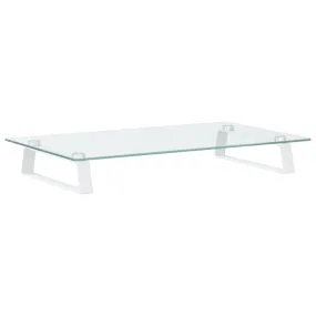 vidaXL Monitor Stand White 60x35x8 cm Tempered Glass and Metal