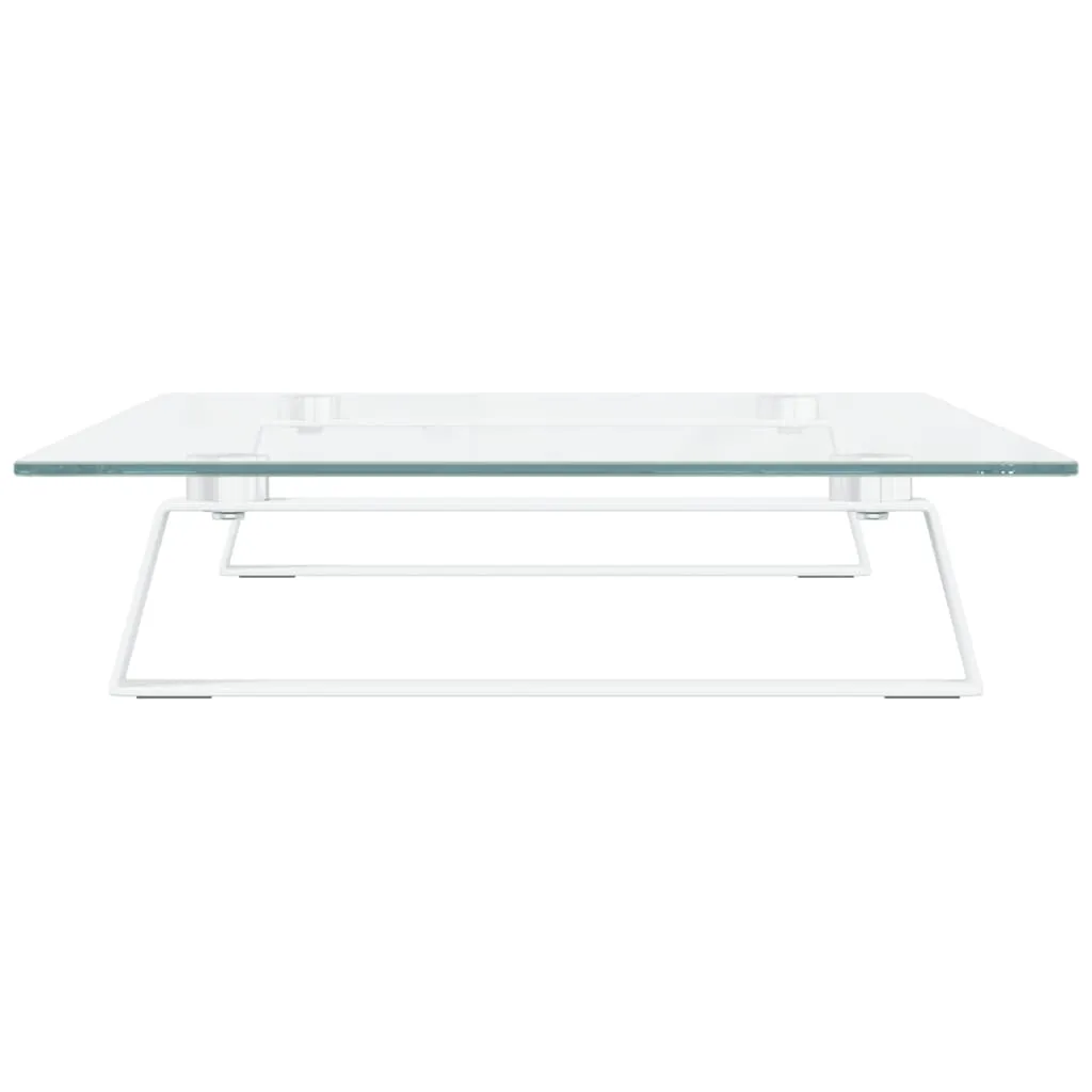 vidaXL Monitor Stand White 60x35x8 cm Tempered Glass and Metal