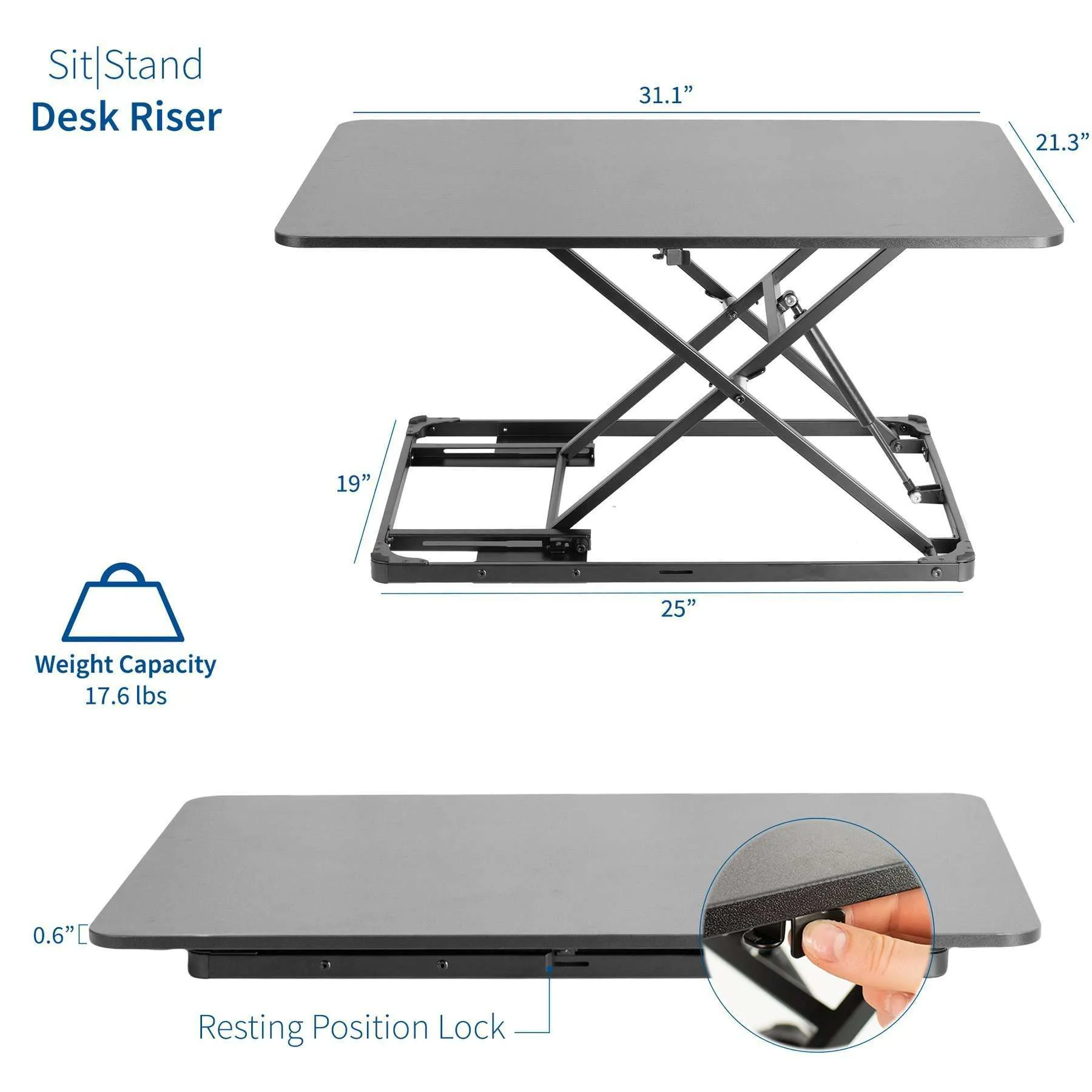 VIVO Black 31" Single Top Portable Desk Riser, DESK-V000I