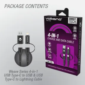 Volkano Weave series 4-in-1 charge & data cable