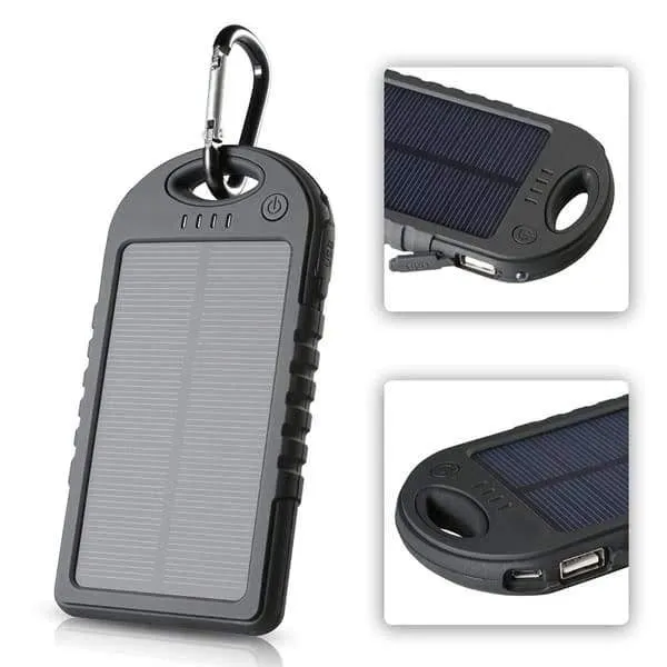 Water-Resistant 8,000mAH Rugged Solar Dual-USB Charger and LED Light